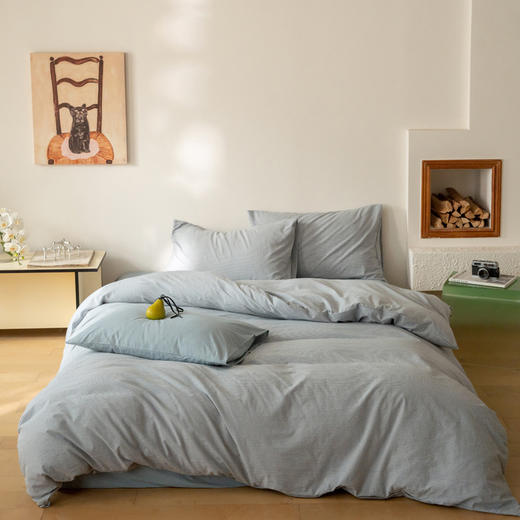 【A类超细格水洗四件套】水洗棉四件套良品超细格子撞色民宿简约格纹件套纯棉格纹 商品图7