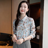 丁摩 真丝长袖衬衫春秋季新款时尚印花翻领衬衫通勤百搭上衣5ZF-3637 商品缩略图2