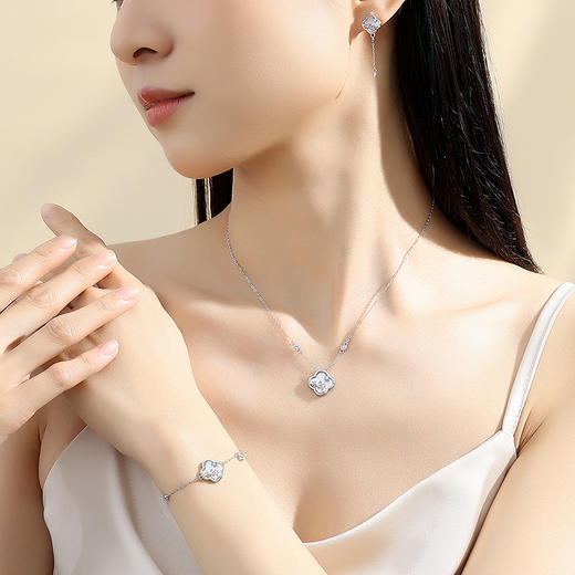 【贝母四叶】纯银四叶草贝母耳钉【JHY-E001108B】 商品图2