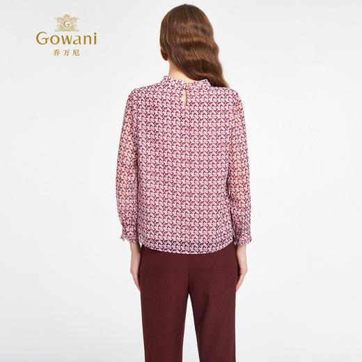 乔万尼2025秋季新品浪漫柔美立领印花衬衫ED3C208 商品图4