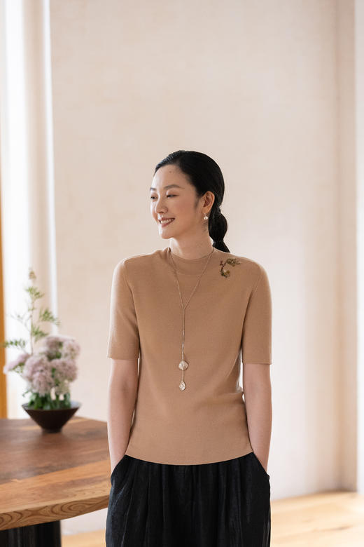 牧衣游原创 绵羊毛手工刺绣套头衫女新款修身显瘦百搭针织衫 清禾 商品图5