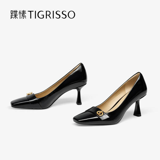 【云粉节】 BF楼蹀愫25年秋季新款方头通勤简约百搭浅口单鞋高跟小皮鞋吊牌价1498活动价949 商品图4