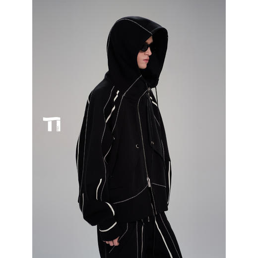 启世录TIWILLTANG“黎曜墨序 ”撞色螺纹卫衣裤子套装 商品图1