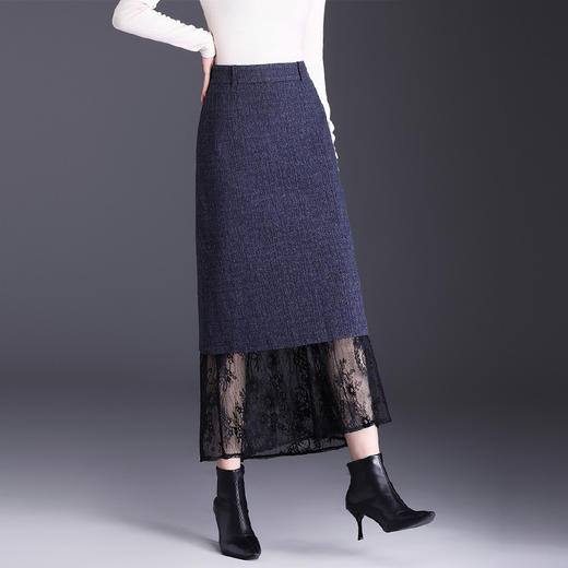 MYX蕾丝拼接直筒裙长款高腰包臀一步裙2025年秋季新款显瘦半身裙长裙 商品图1