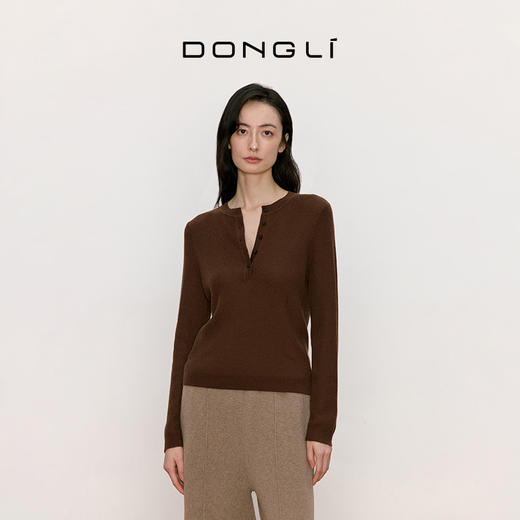 东黎 • 我不被驯化 精英亨利衫 丝绒女士秋季圆领长袖套衫 5354AN-A 商品图0