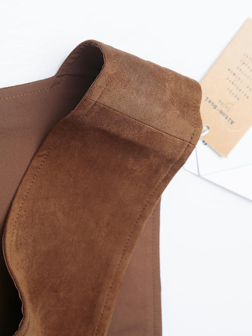 复古风拉链麂皮绒背带连衣裙女 秋季新款气质减龄无袖裙装 商品图2