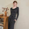 西遇气质休闲针织套装女秋季荡领长袖T恤直筒休闲裤两件套V2951194 商品缩略图2