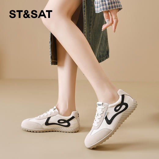 星期六复古棕色平底休闲德训鞋SSD3112T0G 商品图4