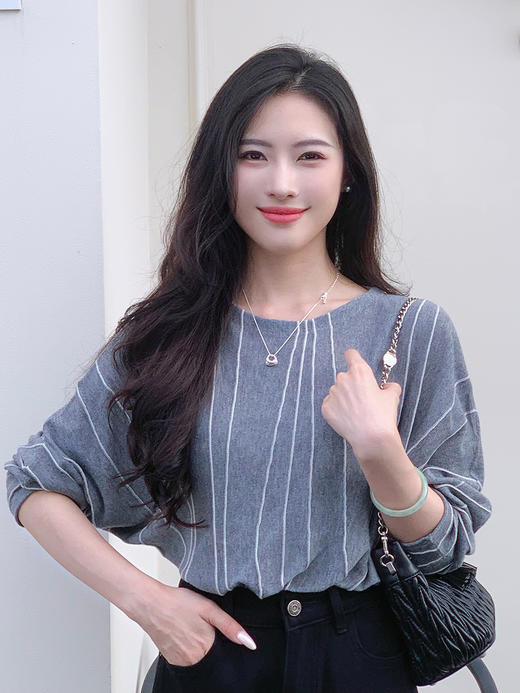 【百图lulu定制】【桑蚕丝羊毛衫】柔软细腻 桑蚕丝羊毛混纺 蝙蝠袖 长袖针织衫 商品图5