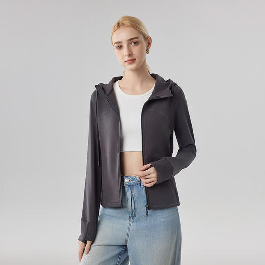 【合作款】女砂洗全拉链拼接帽衫 商品图3