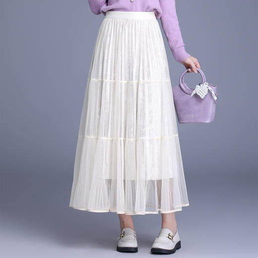 MYX两面穿百褶大摆裙松紧腰休闲长裙2025年秋季新款垂坠感时尚半身裙 商品图0