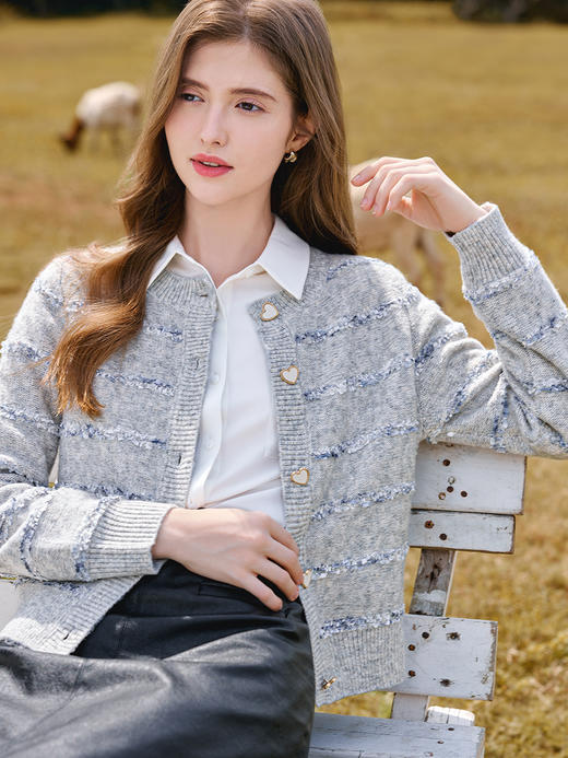 【百图lulu定制】【香风针织外套】雀羽绒 混纺编织 香风 长袖外套 商品图2