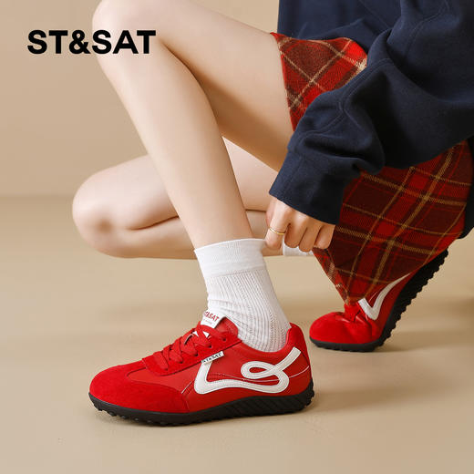 星期六复古棕色平底休闲德训鞋SSD3112T0G 商品图2