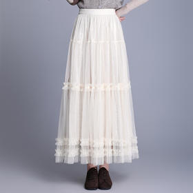 MYX时尚网纱蛋糕裙垂坠感松紧腰休闲长裙2025年秋季新款洋气半身裙