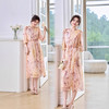 ASE优雅新款桑蚕丝连衣裙粉色法式 商品缩略图0