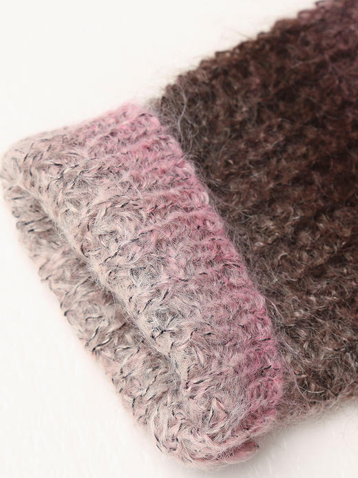 甜美风渐变色马海毛毛衣女 宽松圆领软糯长袖针织衫 商品图3