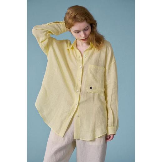 【老钱风纯棉贝壳刺绣衬衫】面料100%新疆长绒棉！柔软舒适透气 ✅圆弧下摆、很好的遮住了臀部肉肉 ✅藏蓝色小贝壳刺绣、细节质感高级 商品图4