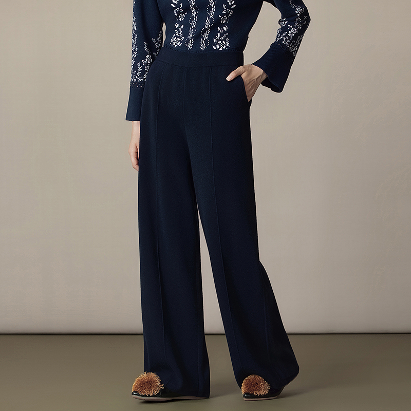 【林栖设计小店】（预售12.10）绵羊毛毛织裤子高腰直筒百搭多色宽松2025秋季新款阔腿裤1953055