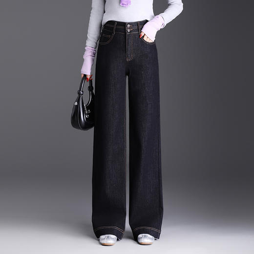 MYX窄版牛仔阔腿裤垂坠感显瘦修身直筒裤2025年秋季新款高腰休闲长裤 商品图1