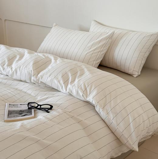 特价 100%全棉床品套装 良品宽条纹白色 商品图0