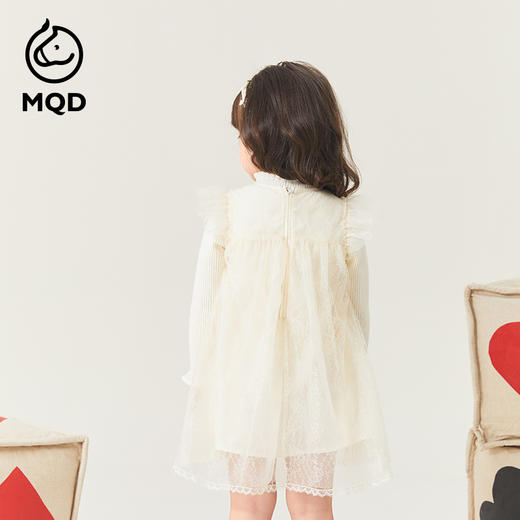 【MQD】女小童秋季拼接蕾丝假两件连衣裙套装 商品图3