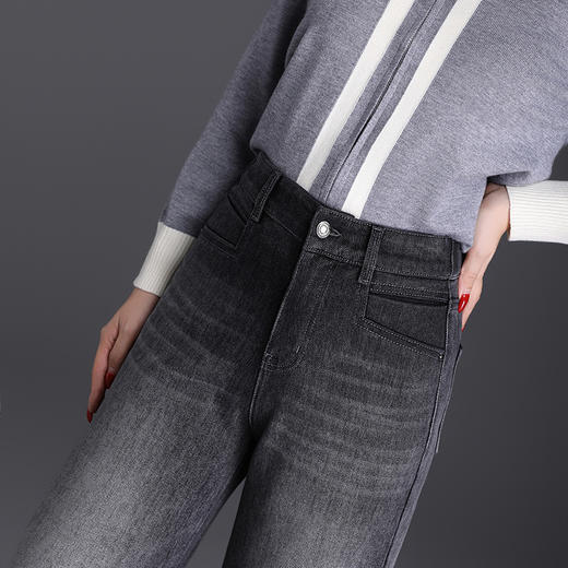 MYX烟灰色时髦牛仔阔腿裤垂坠感修身直筒裤2025年秋季新款休闲长裤女 商品图3