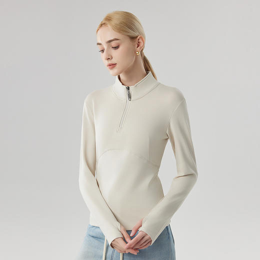 【合作款】女砂洗半拉链立领卫衣 商品图3