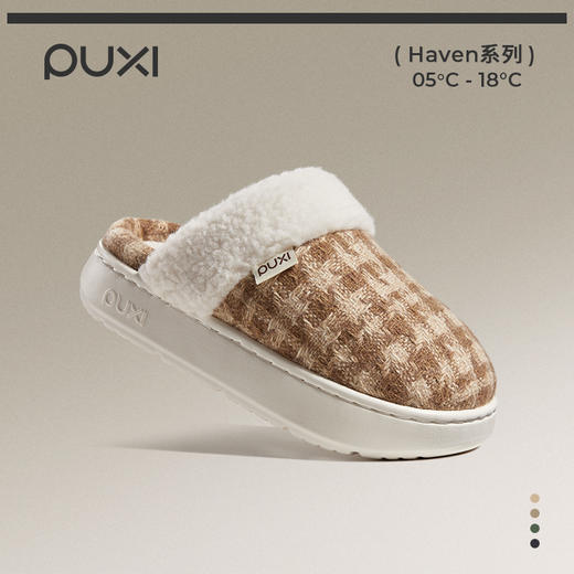 2025秋冬上新朴西暮沙棉拖鞋男女秋冬千鸟格毛绒加绒软底棉拖 商品图1