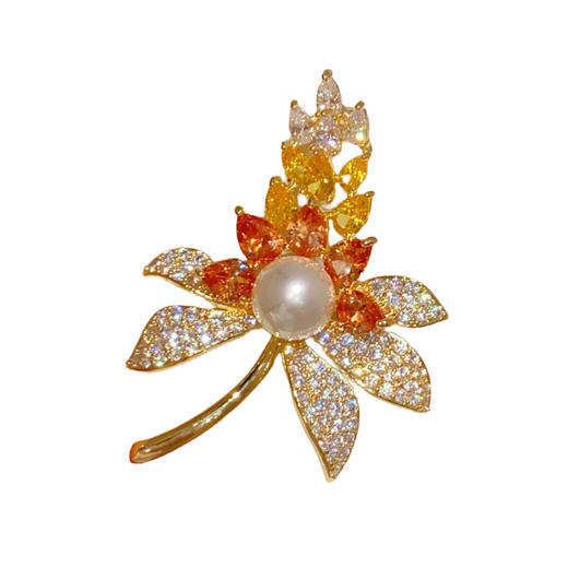 香槟色枫叶胸针胸花时尚奢华气质西装别针 商品图3