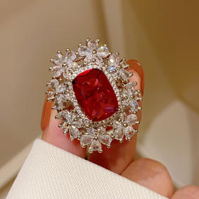 法式复古宫廷花团锦簇戒指开口可调节戒