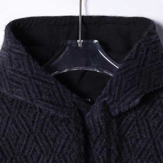 SDSA男士秋冬新款痞帅男装慵懒风绒毛菱形格设计抽绳连帽卫衣宽松 商品图2