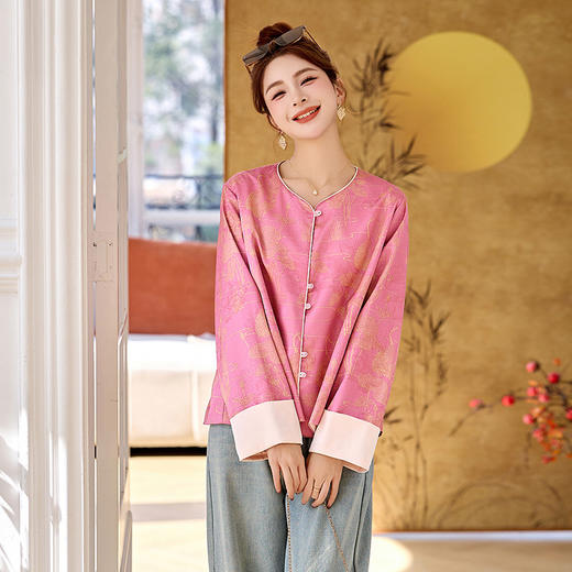 HR MDN25001新中式国风上衣复古印花小香风外套 商品图3