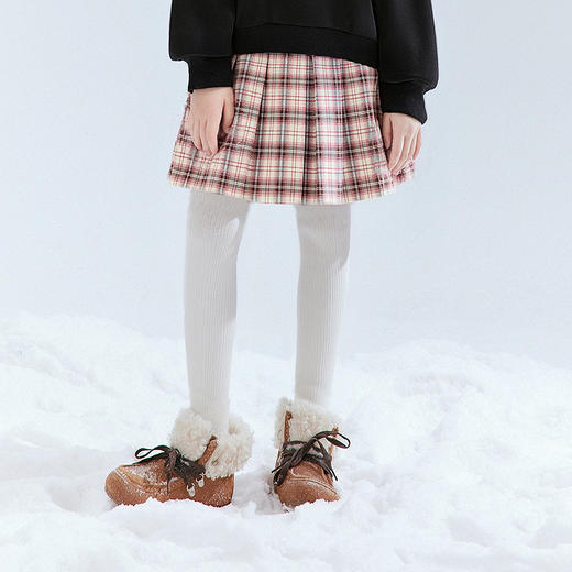 笛莎Deesha 童装女童半身裙2025冬新款女童学院格子百褶裙 商品图0