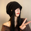 【秋冬季黑色包头堆堆帽子】金属小标慵懒风 高级感大头围显脸小冷帽 国庆出游 商品缩略图1