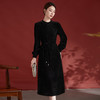 SM82498360真丝丝绒连衣裙女2025秋冬新款高端纯色妈妈装桑蚕丝裙字子 商品缩略图0