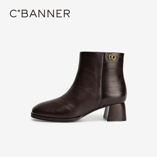 【静音系列】千百度粗高跟羊皮靴女时装靴增高短靴子A25576531 商品图2