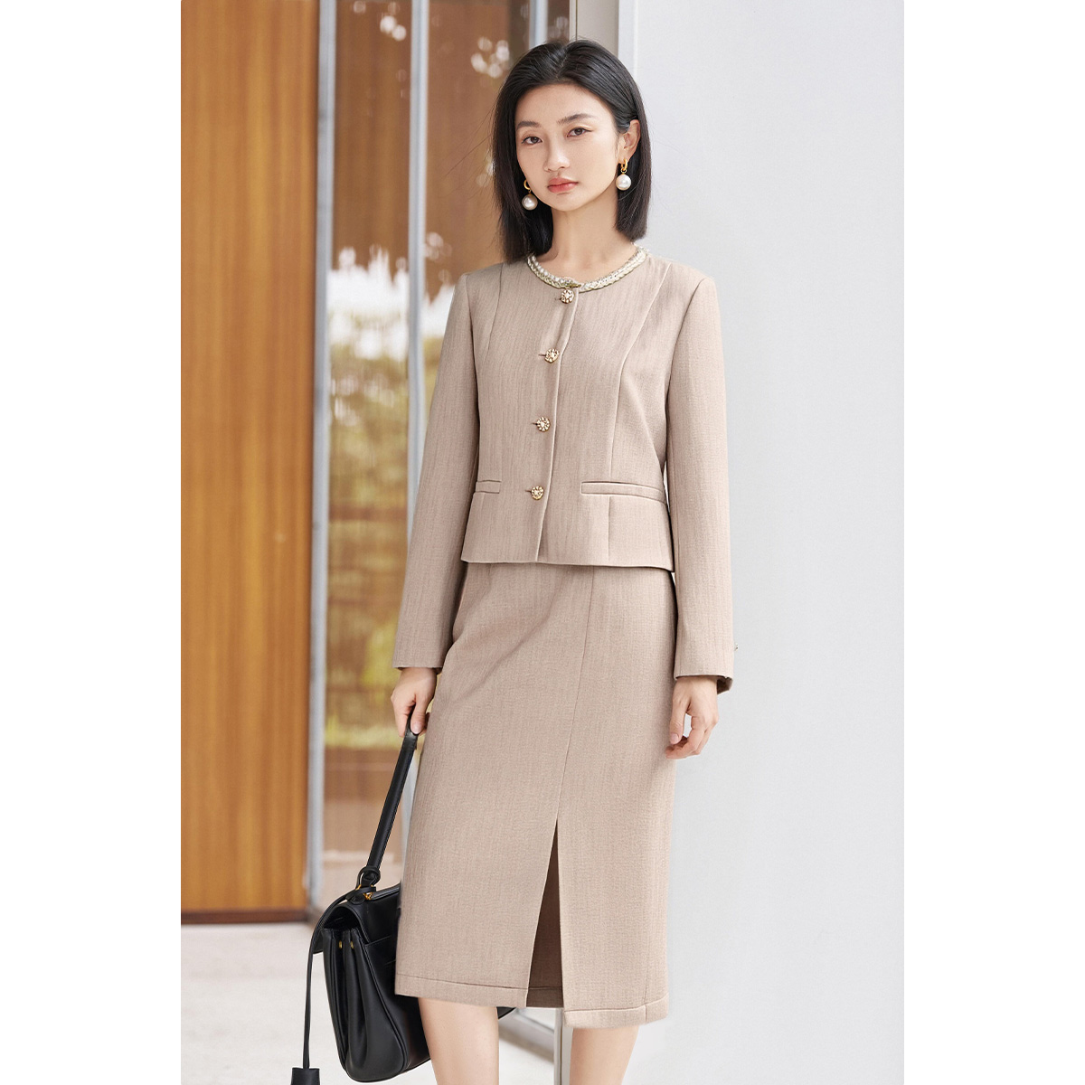 剩M 米思阳2026春新款高级感小香风外套半裙两件套春季法式设计感气质时尚套装3660