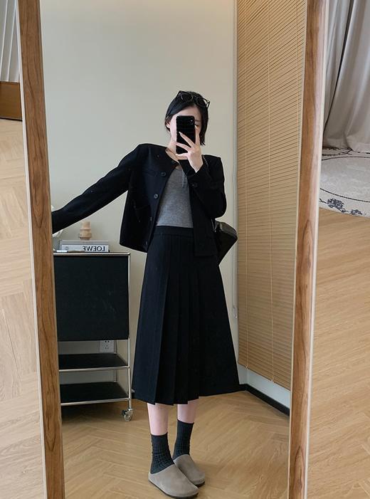 之禾千加半裙品质斜纹含羊毛精简压褶半裙 商品图10