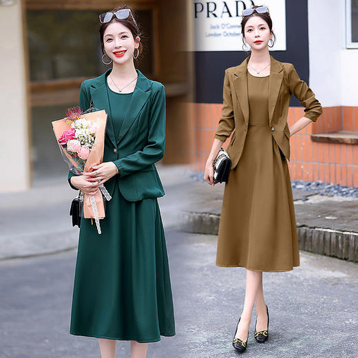 吊带裙西装外套两件套，百搭气质修身连衣裙两件套HR-HMQY2809 商品图0