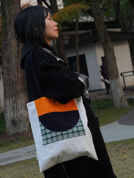 回声Echos/ 橙蓝绿格纹撞色单肩包【可双面背】 商品图0