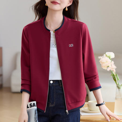 丁摩 圆领外套女秋季新款爆款宽松休闲韩系女装洋气减龄开衫上衣5ZF-30009 商品图2