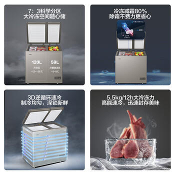 海尔179升双箱双温家用冰柜 大冷冻小冷藏卧式冰柜家用小型冰箱冷柜FCD-179GHXPCD 商品图2