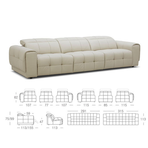 顾家家居整装 意式极简皮艺功能沙发 KZ.9069 绅格G 商品图7