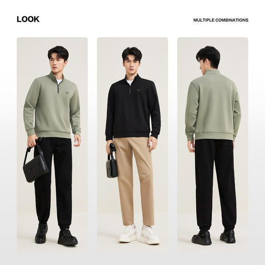 【立领半开襟/加绒】柒牌长袖套头卫衣2025秋冬新品都市时尚上衣129W70670 商品图2