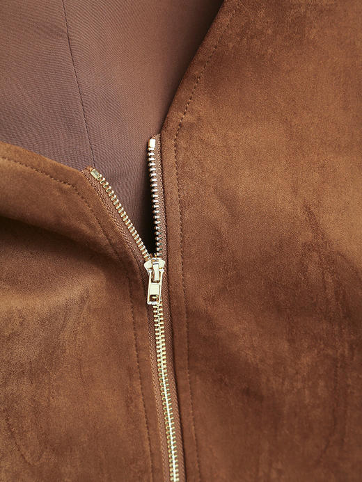 复古风拉链麂皮绒背带连衣裙女 秋季新款气质减龄无袖裙装 商品图3