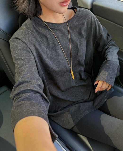 韩国订单🇰🇷混纺毛边圆长袖tee半身裙090606 商品图6