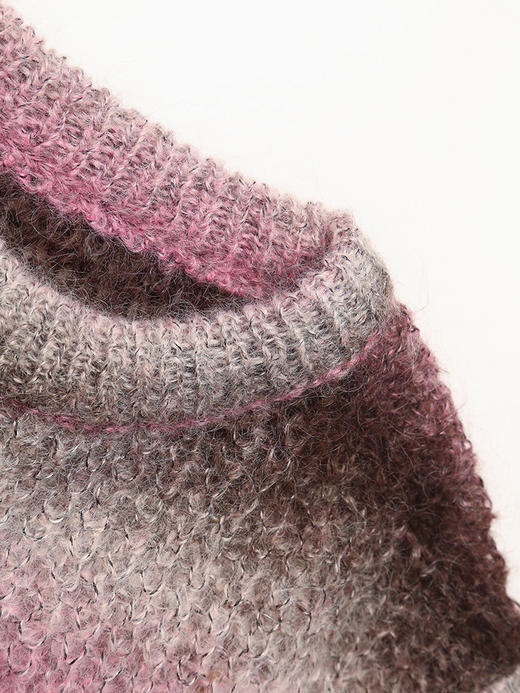 甜美风渐变色马海毛毛衣女 宽松圆领软糯长袖针织衫 商品图2