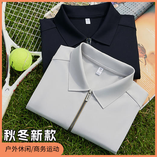 半身缘男装 秋季抗静电7A抗菌半拉链POLO衫592 商品图0