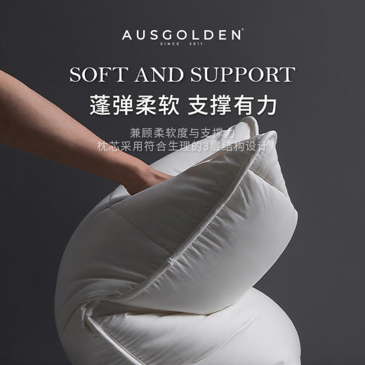 澳洲品牌AusGoldenM系列 澳洲进口亲肤羊毛胖枕枕头 蓬松柔软 支撑有力 商品图2