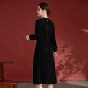 SM82498360真丝丝绒连衣裙女2025秋冬新款高端纯色妈妈装桑蚕丝裙字子 商品缩略图3